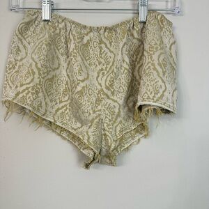 Urban Outfitters Cream and Gold Patterned Shorts